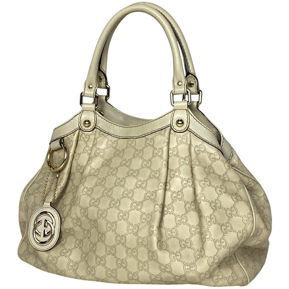 Gucci GG ssima White Ivory Leather Sukey Handbag - Picture 1 of 6